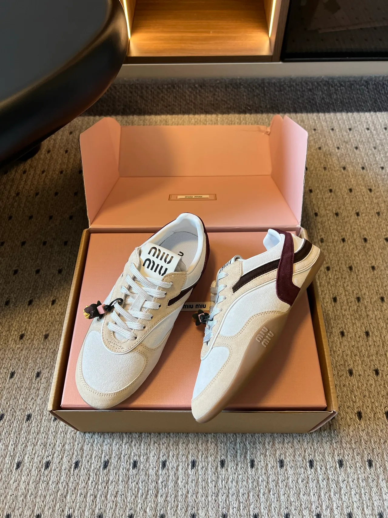 Miu Miu Low-Top Sneakers in Cream · view 3