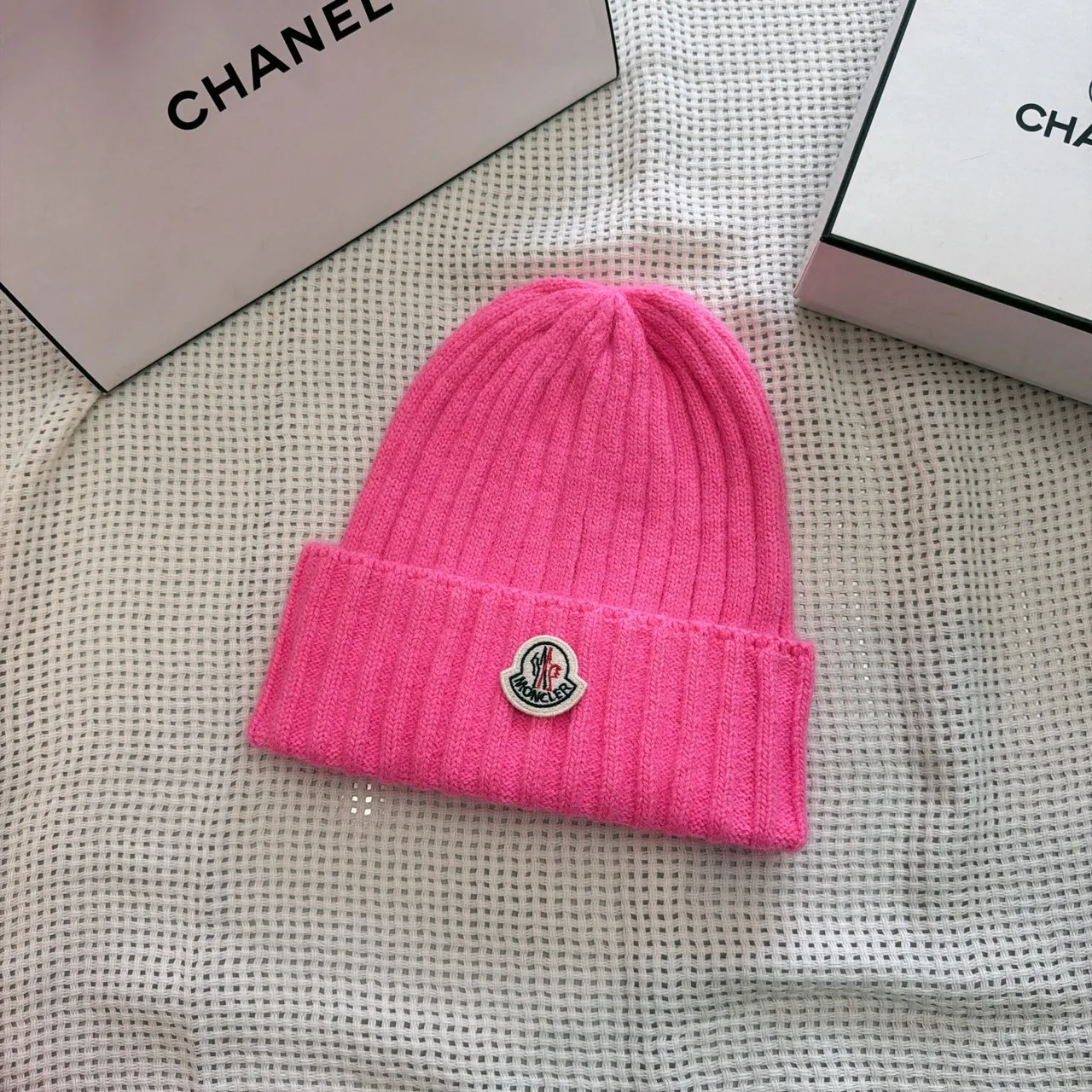Moncler Ribbed beanie in Yellow & Pink & Purple & Black & Blue & Grey & Cream · view 2