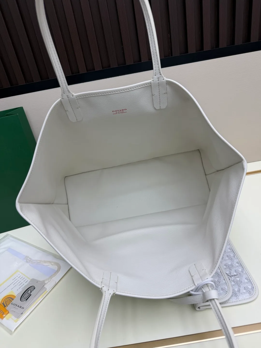 Goyard Canvas Smooth Chevron tote with pictured pouch in White · view 6