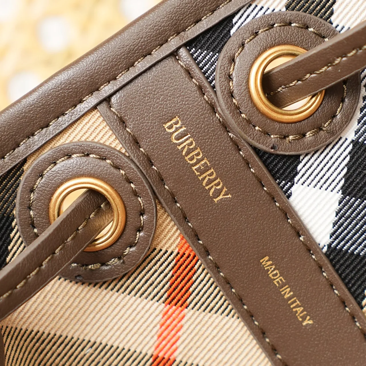 Burberry Check Bucket Bag in Beige · view 7