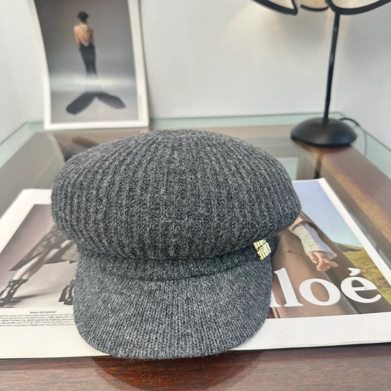 Miu Miu Newsboy Cap in Grey · view 4