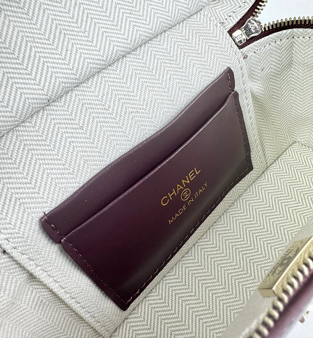Chanel Cowhide Top-Handle Clutch in Burgundy · view 7