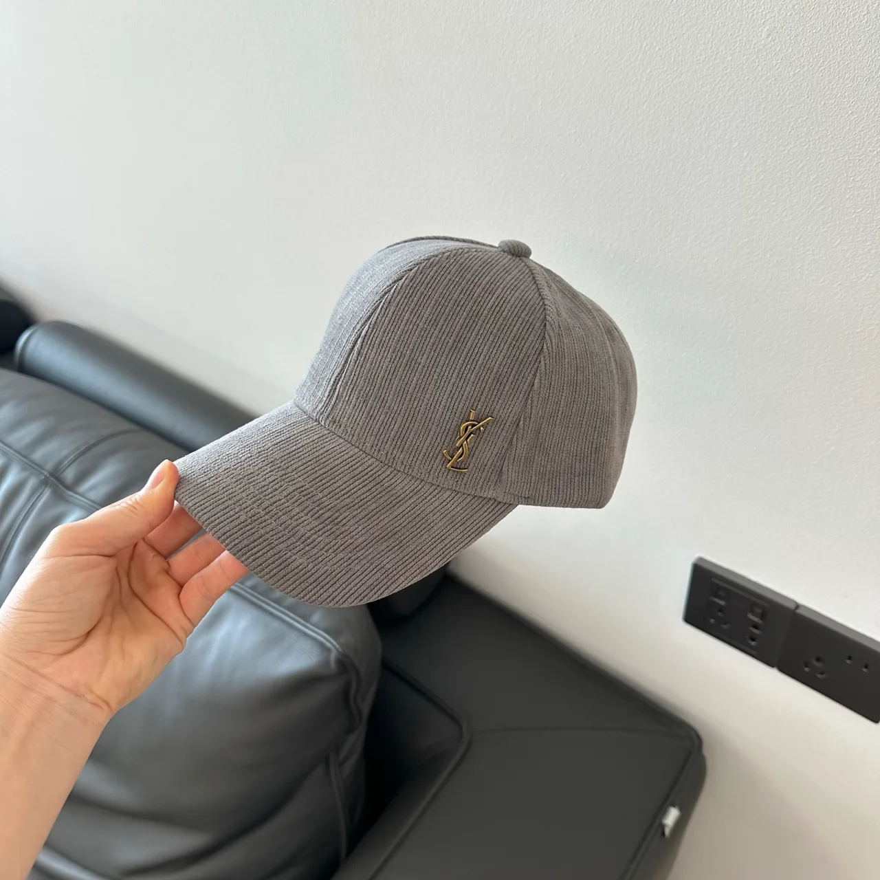 Saint Laurent Baseball Cap in Black & Brown & Grey · view 3