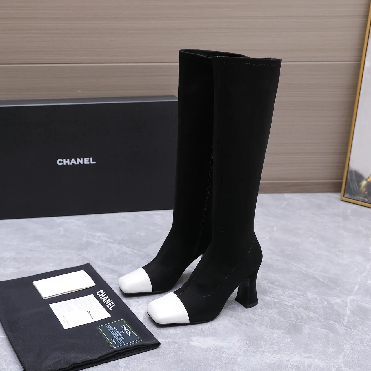 Chanel Cowhide Knee-High Boots in Black · view 3