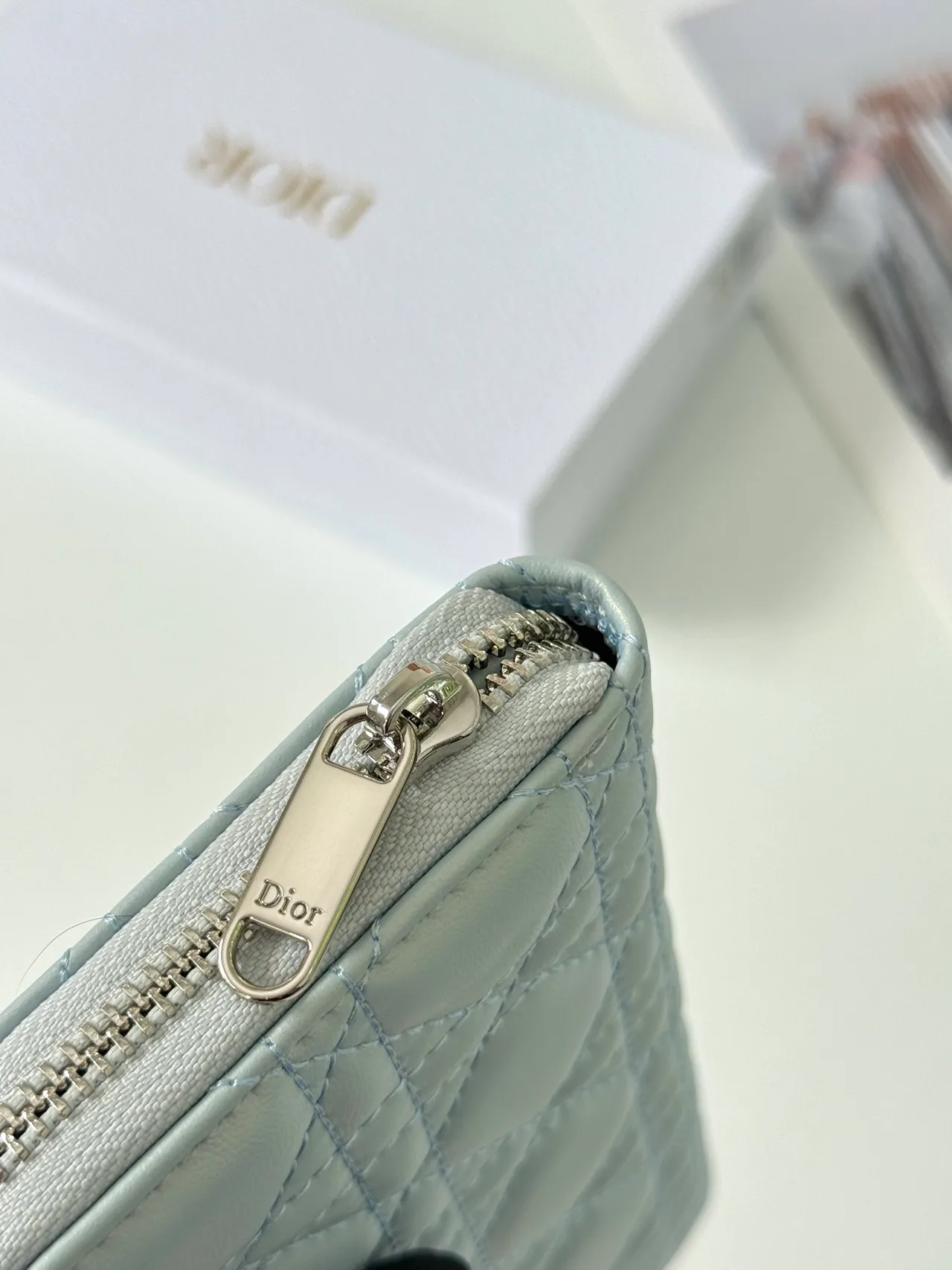 Dior Lambskin Quilted Wallet in Blue · view 4