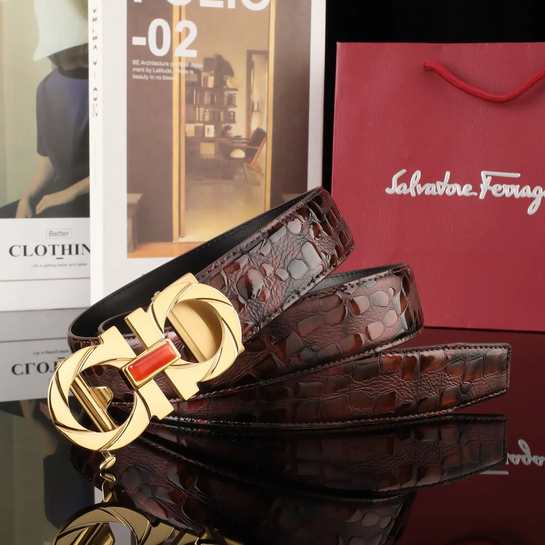Ferragamo Belt in Black & Brown · view 3