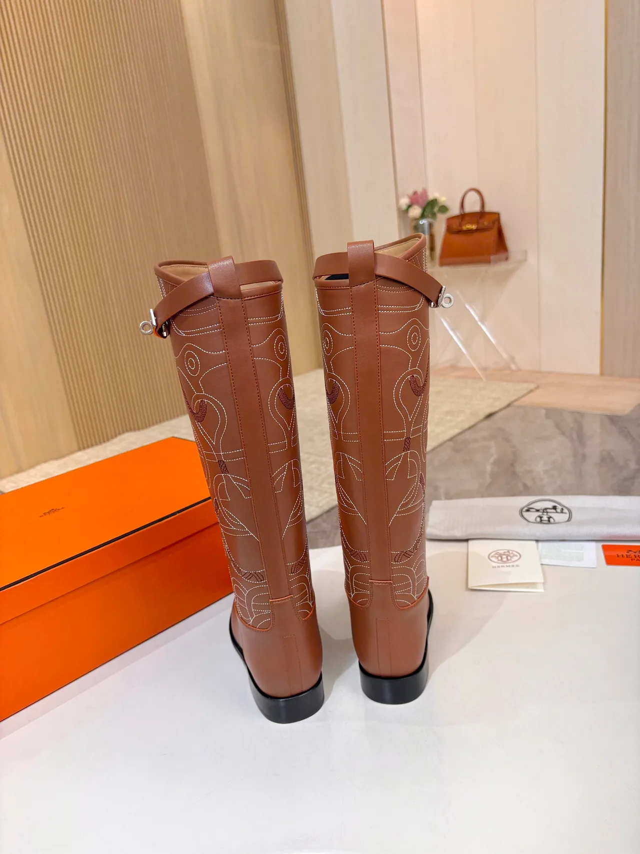 Hermes Cowhide Boots in Brown · view 5