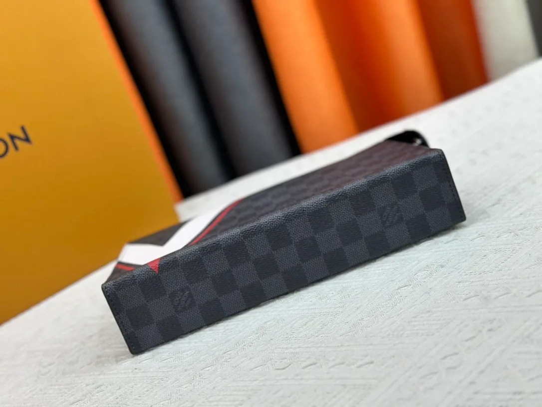 Louis Vuitton Canvas Check Clutch in Grey · view 5