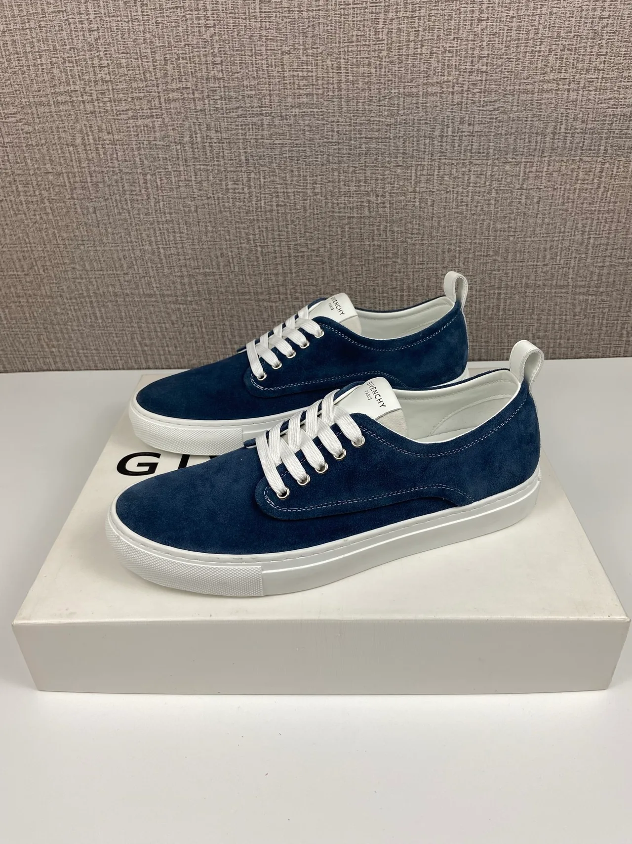 Givenchy Cowhide Suede-Look New City Sneakers in Blue · view 6