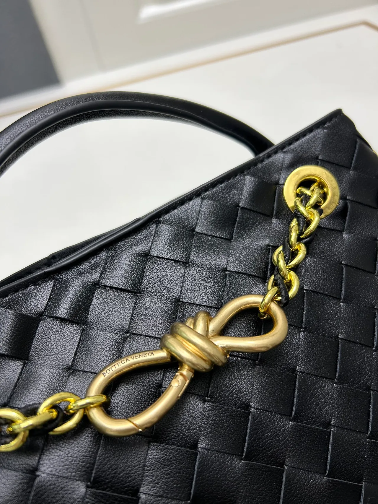 Bottega Veneta Quilted Woven Chain Tote in Black · view 4