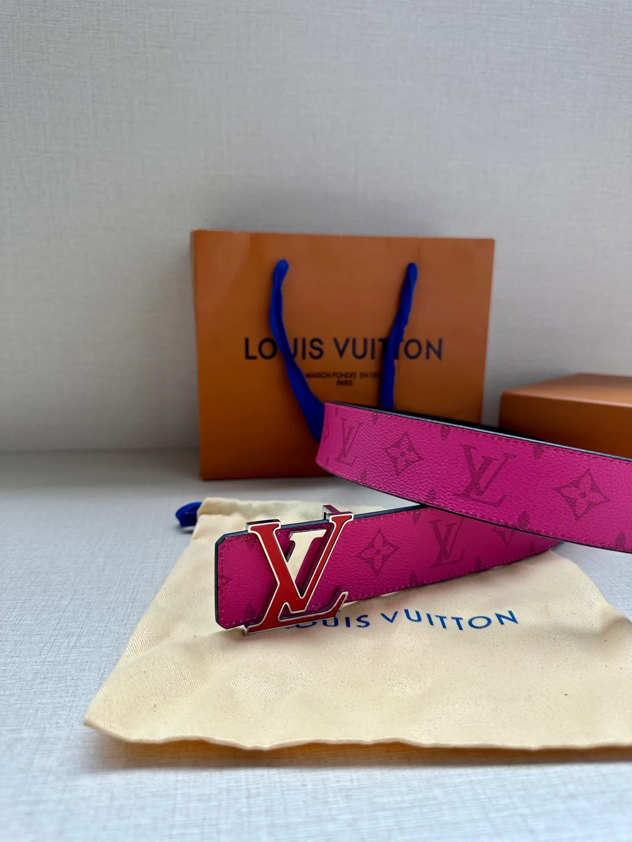 Louis Vuitton Canvas Belt in Pink · view 3