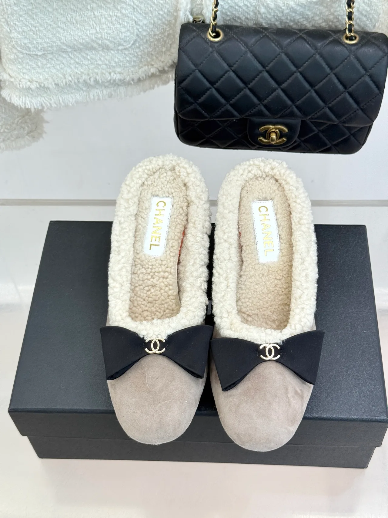 Chanel Bow Mules in Grey · view 4