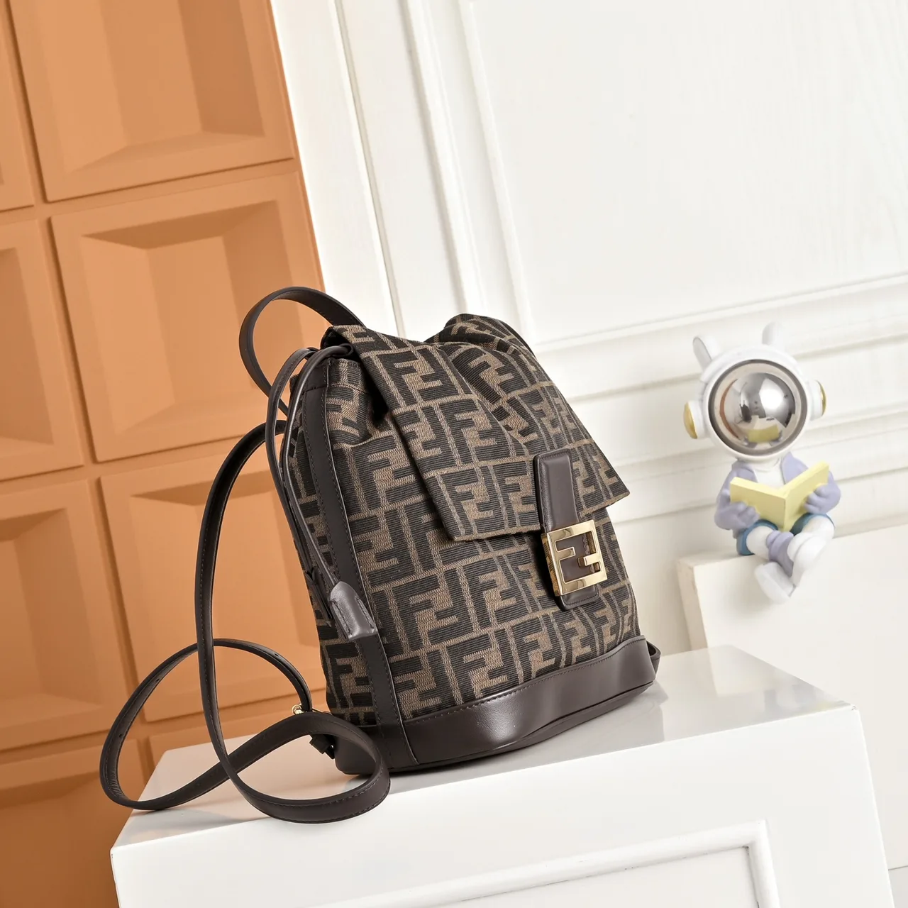 Fendi Woven Backpack in Brown · view 2