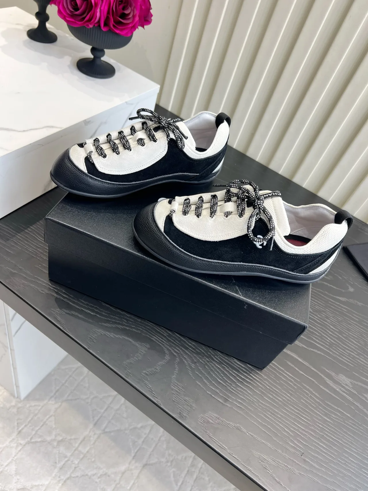 Chanel Cowhide Smooth Sneakers in Black · view 2