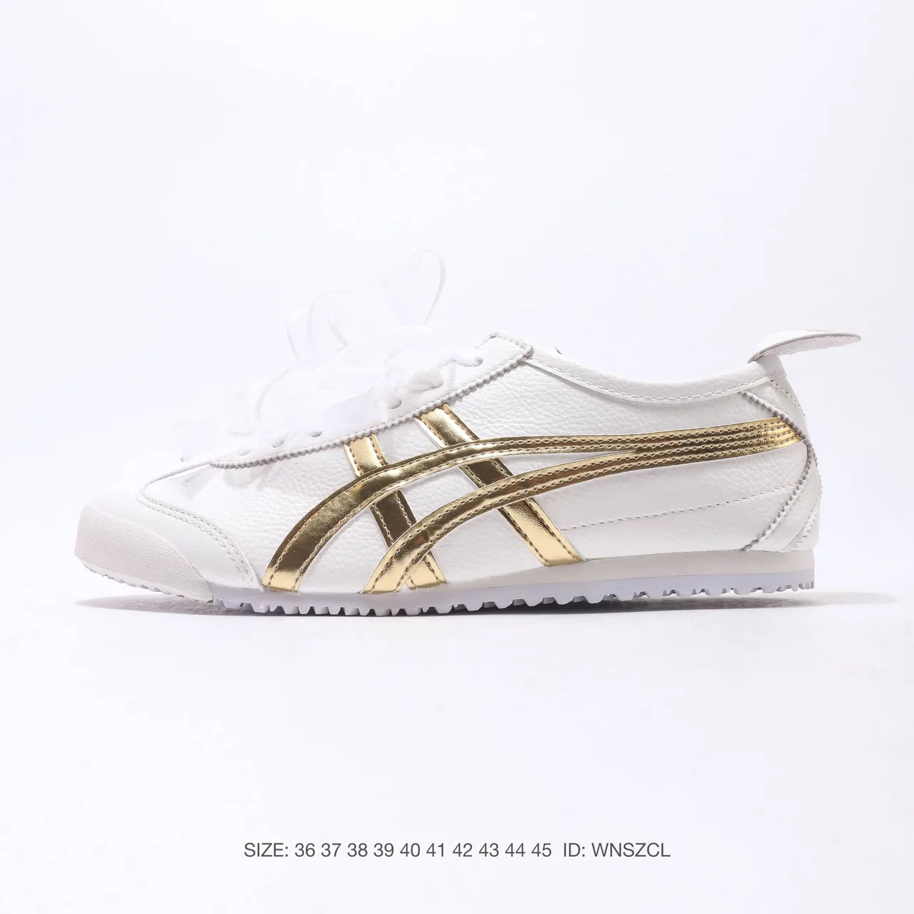 Onitsuka Tiger Striped Bow Sneakers in White · view 1