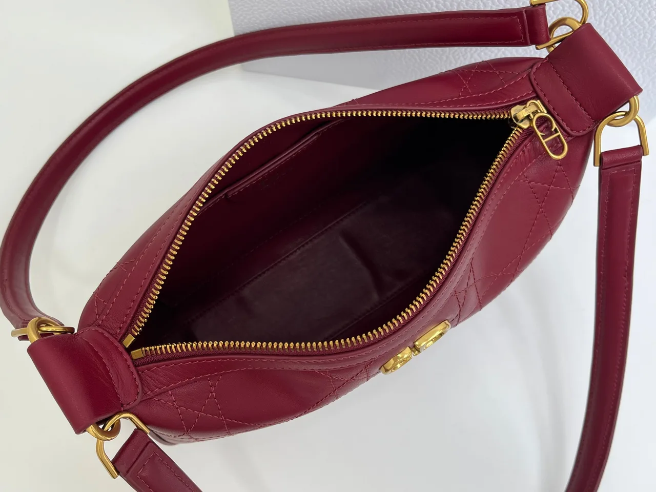Dior Quilted Hobo Bag in Burgundy · view 8