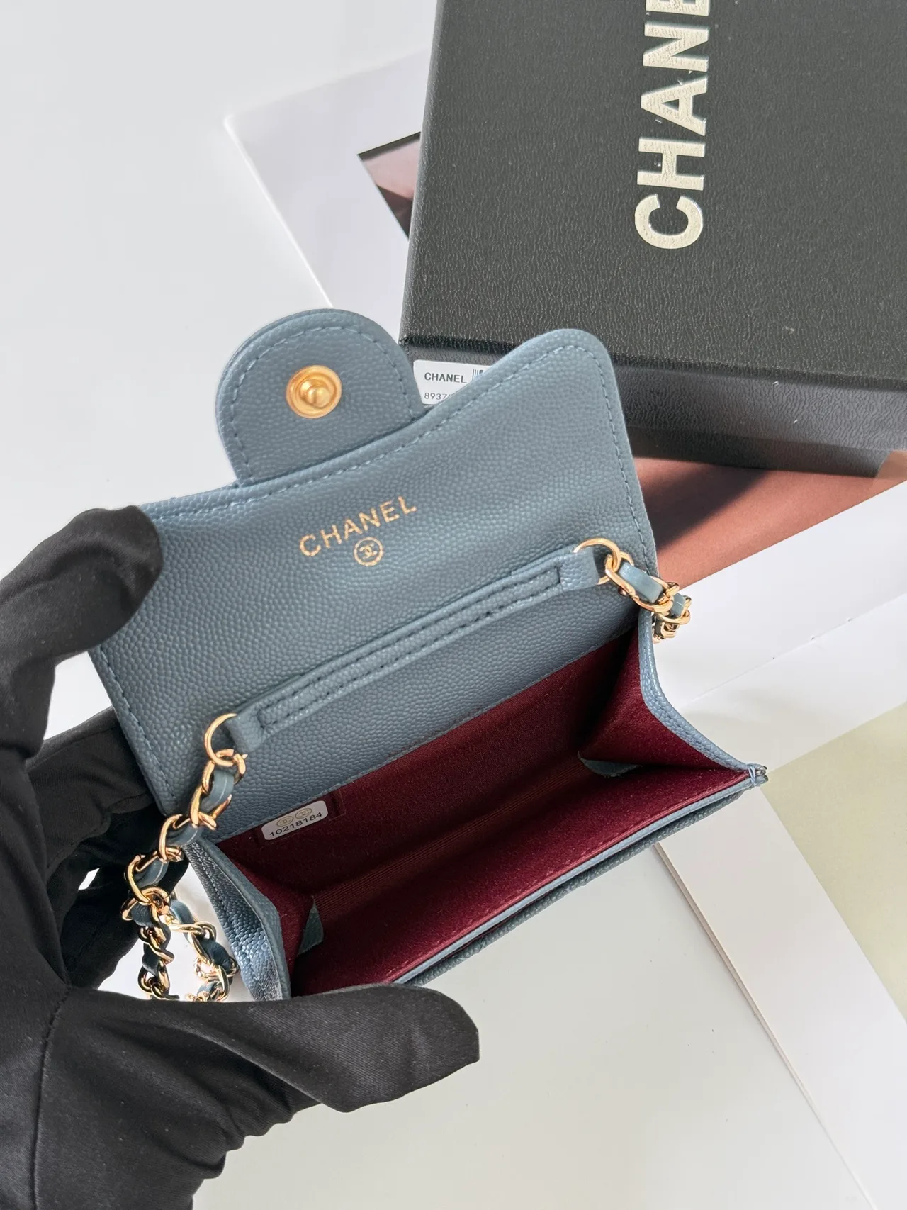Chanel Quilted Zip Pouch in Blue · view 6