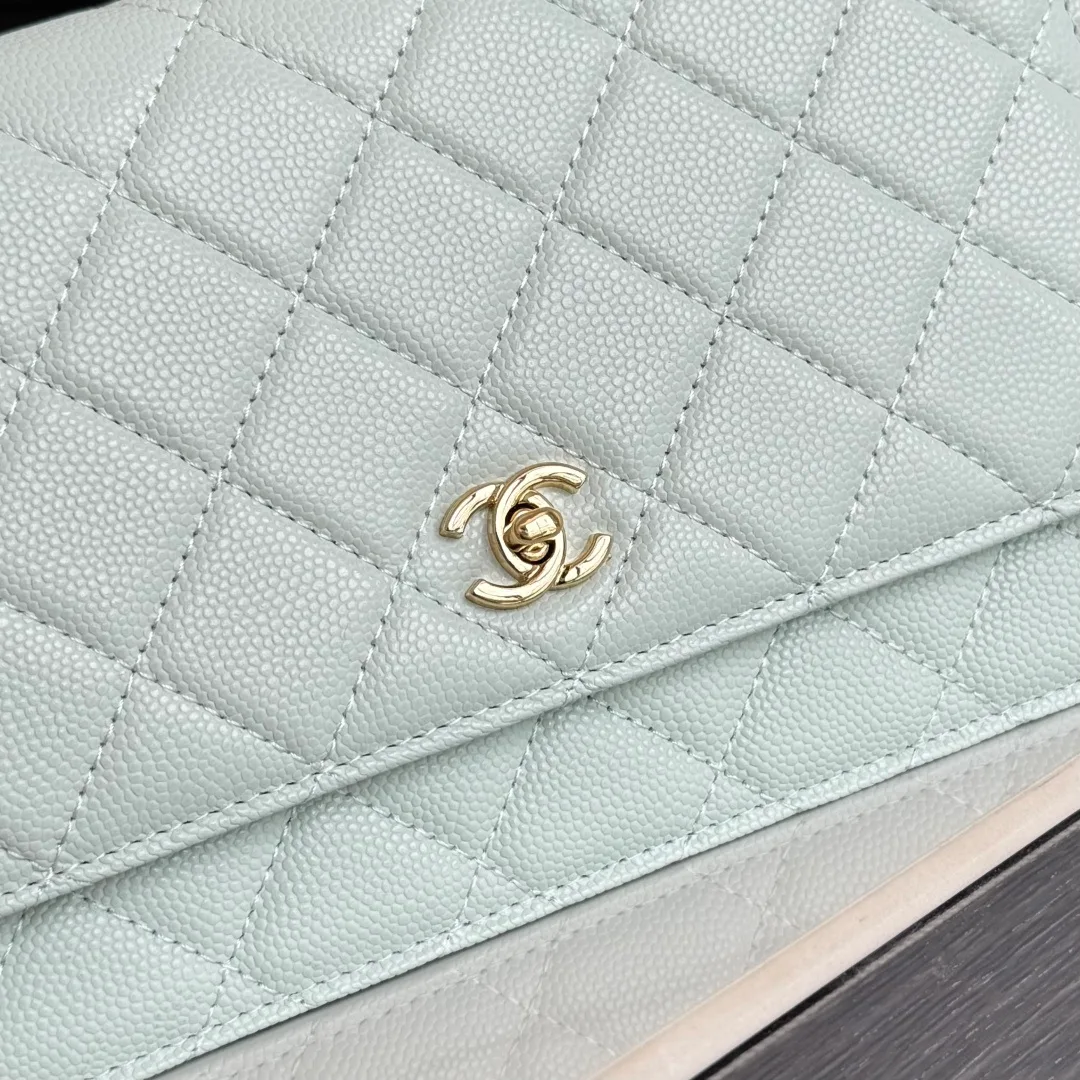 Chanel Calfskin Quilted Clutch in Green · view 6