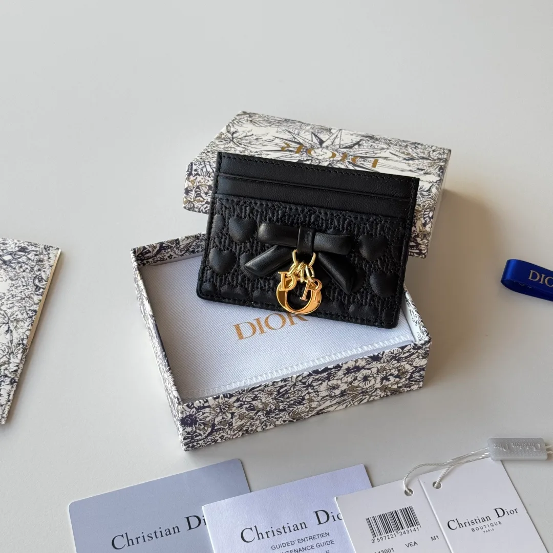 Dior Lambskin Bow Cardholder in Black · view 1