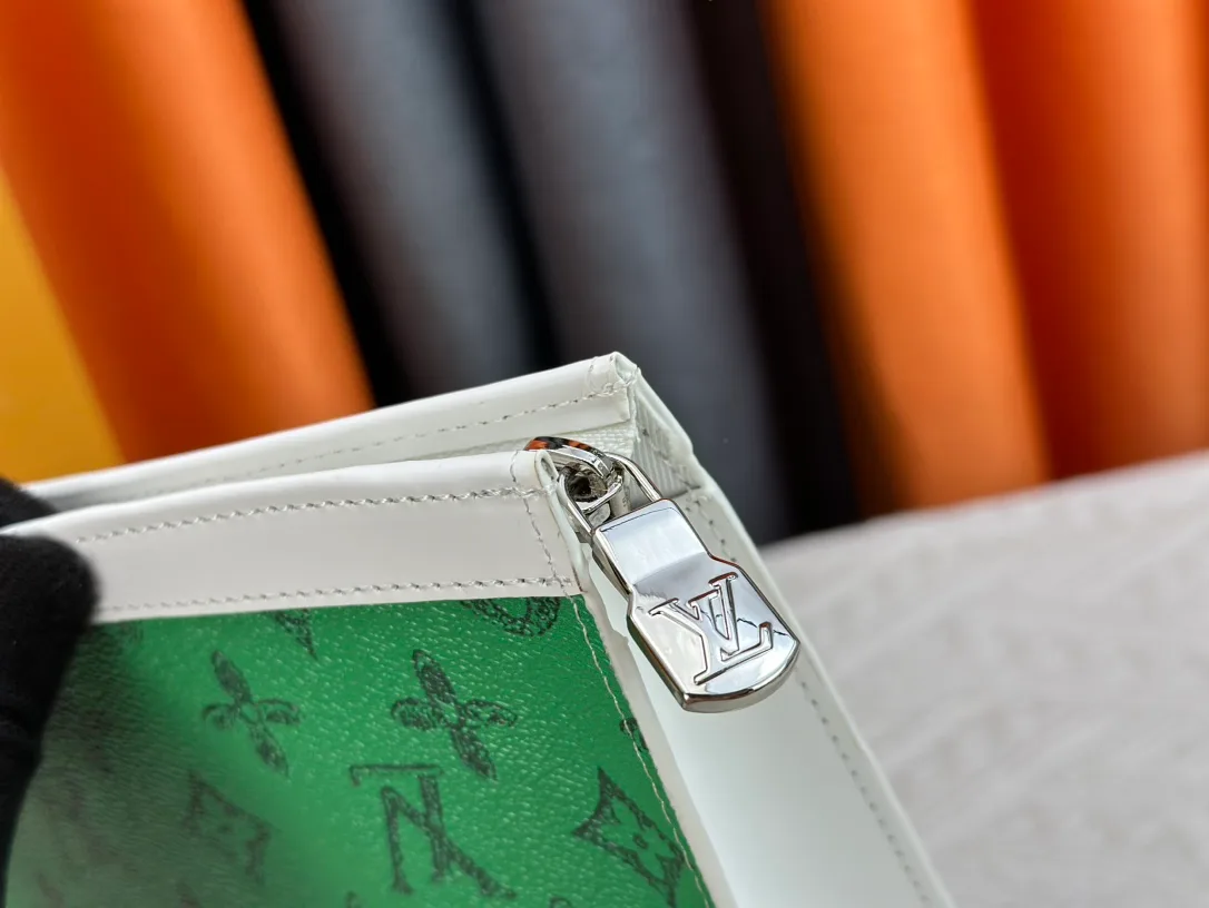 Louis Vuitton Cowhide Canvas Clutch in Green · view 6