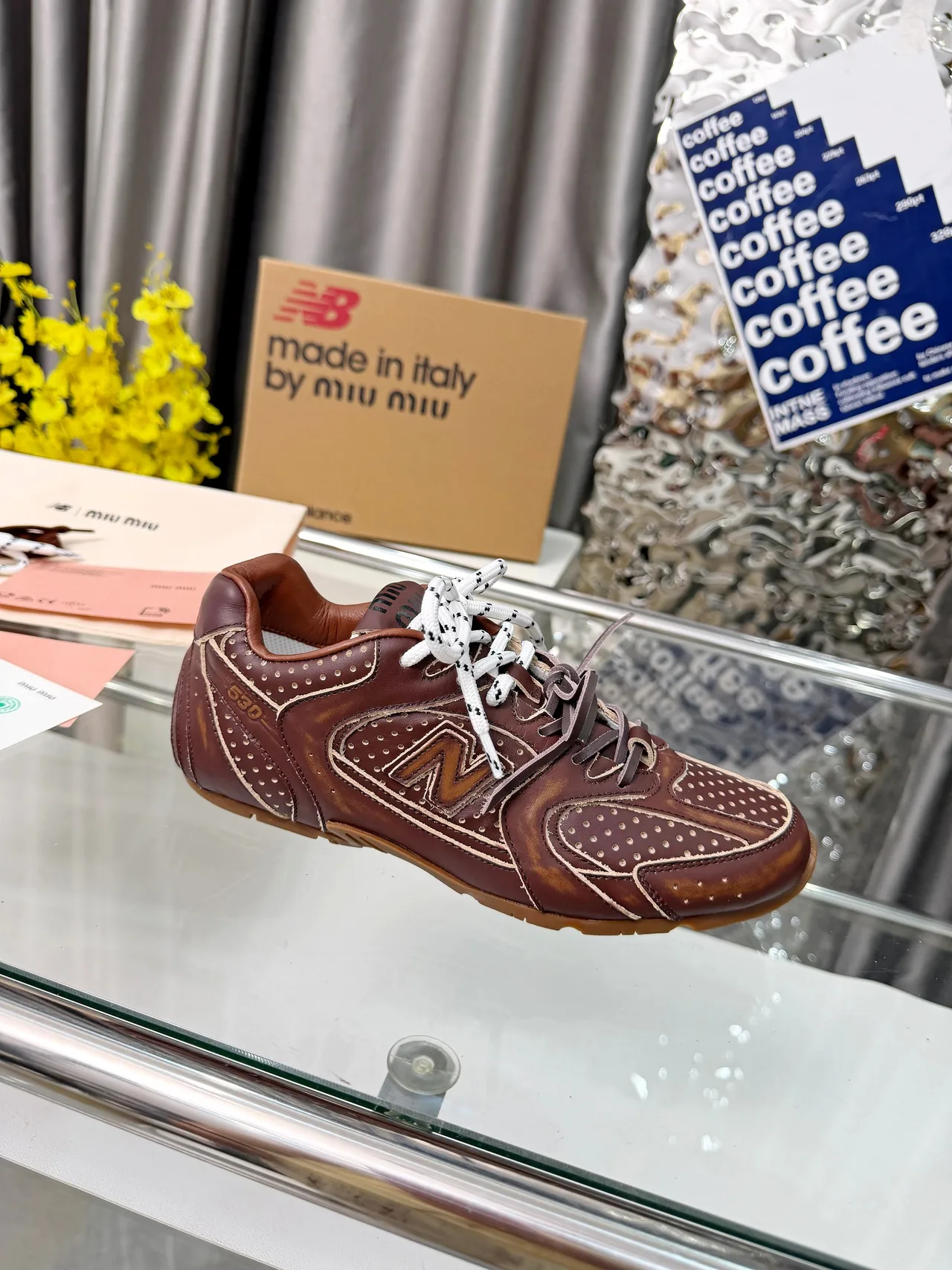 Miu Miu Cowhide 530SL Sneakers in Brown · view 2