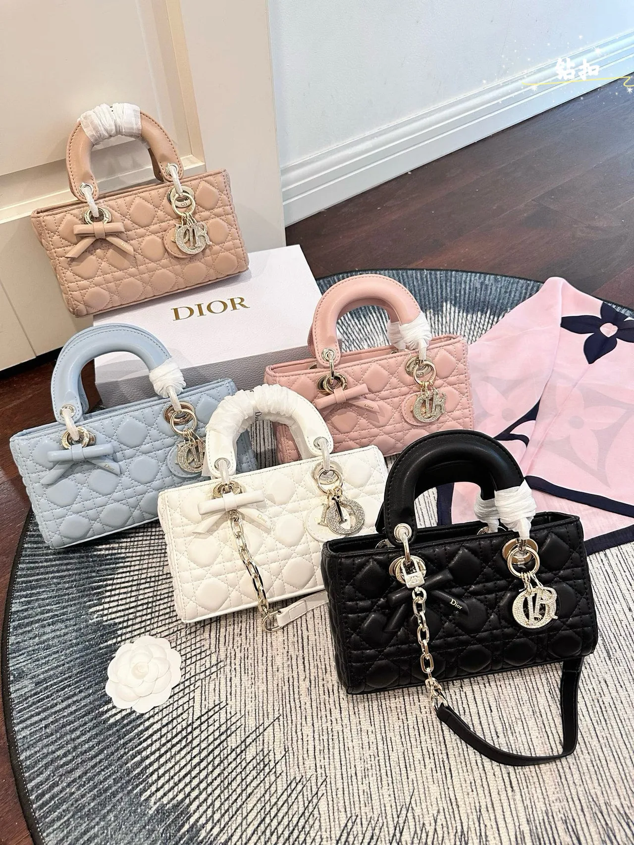 Dior Bow D-Joy Bag in Brown / Blue / Pink / White / Black · view 8
