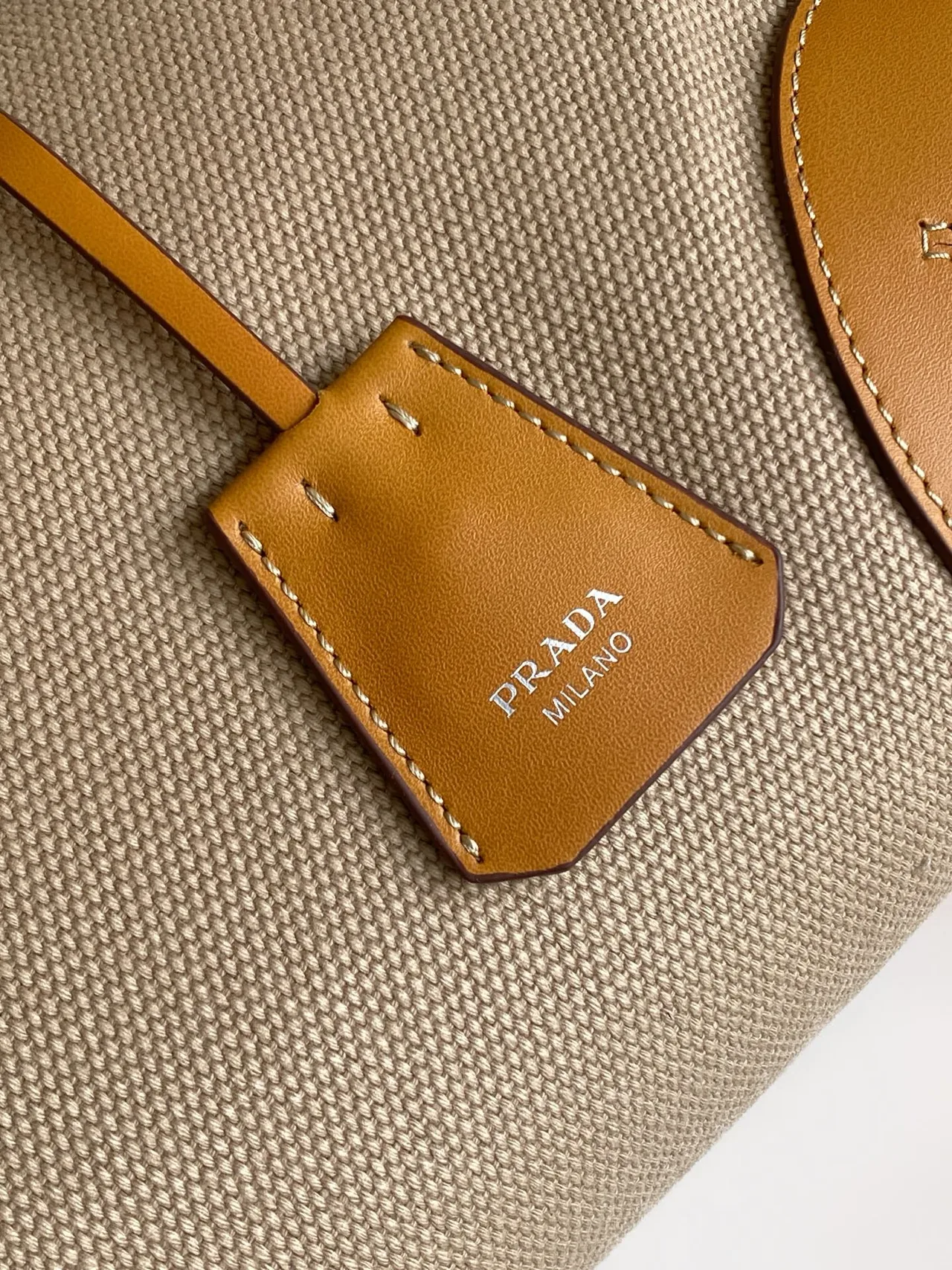 Prada Canvas Flap Shoulder Bag in Beige · view 5