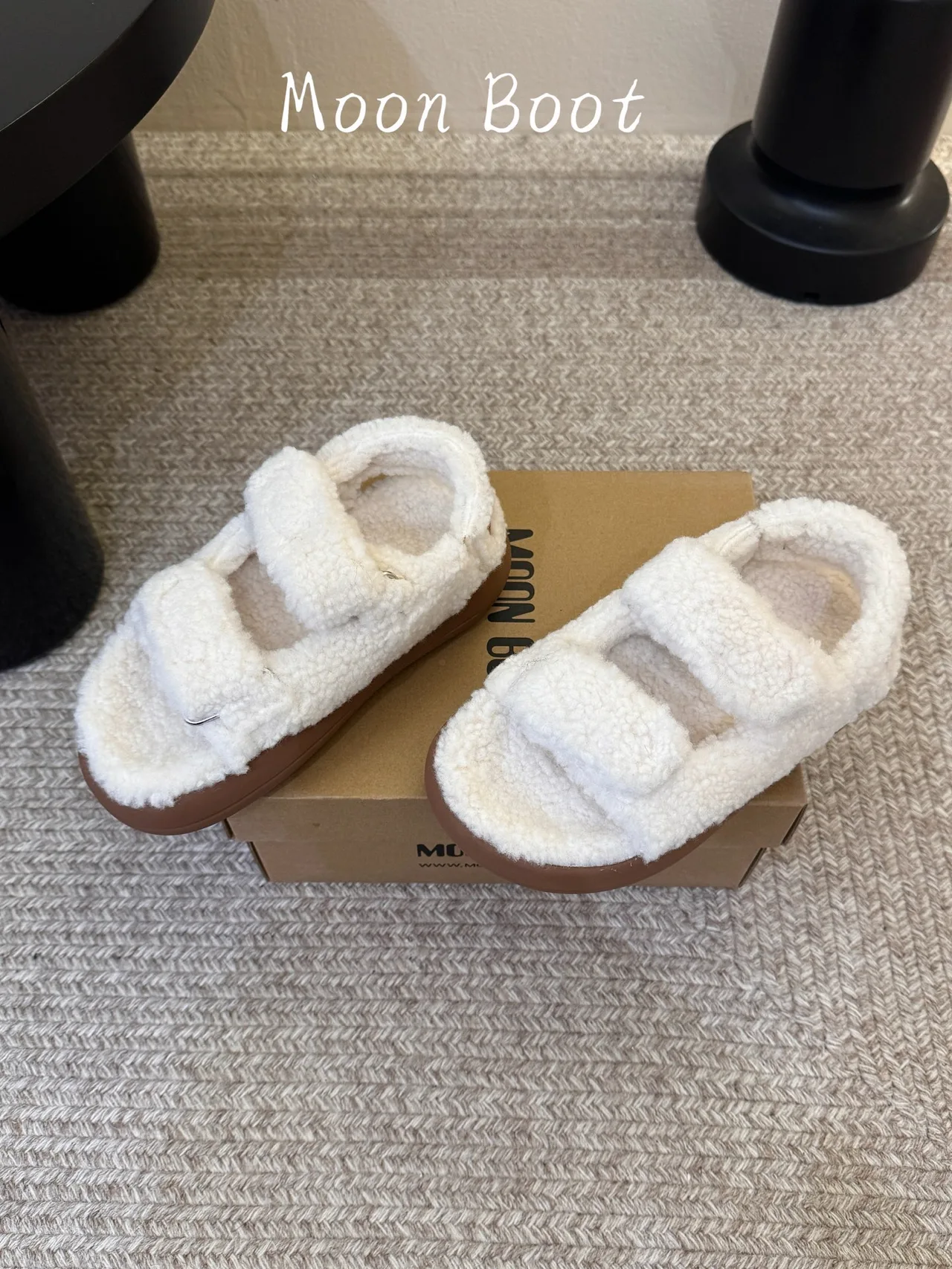 Moon Boot Slippers in White · view 3
