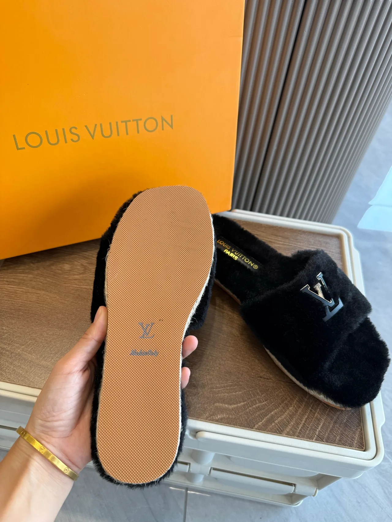 Louis Vuitton Mules in Black / White / Purple · view 8