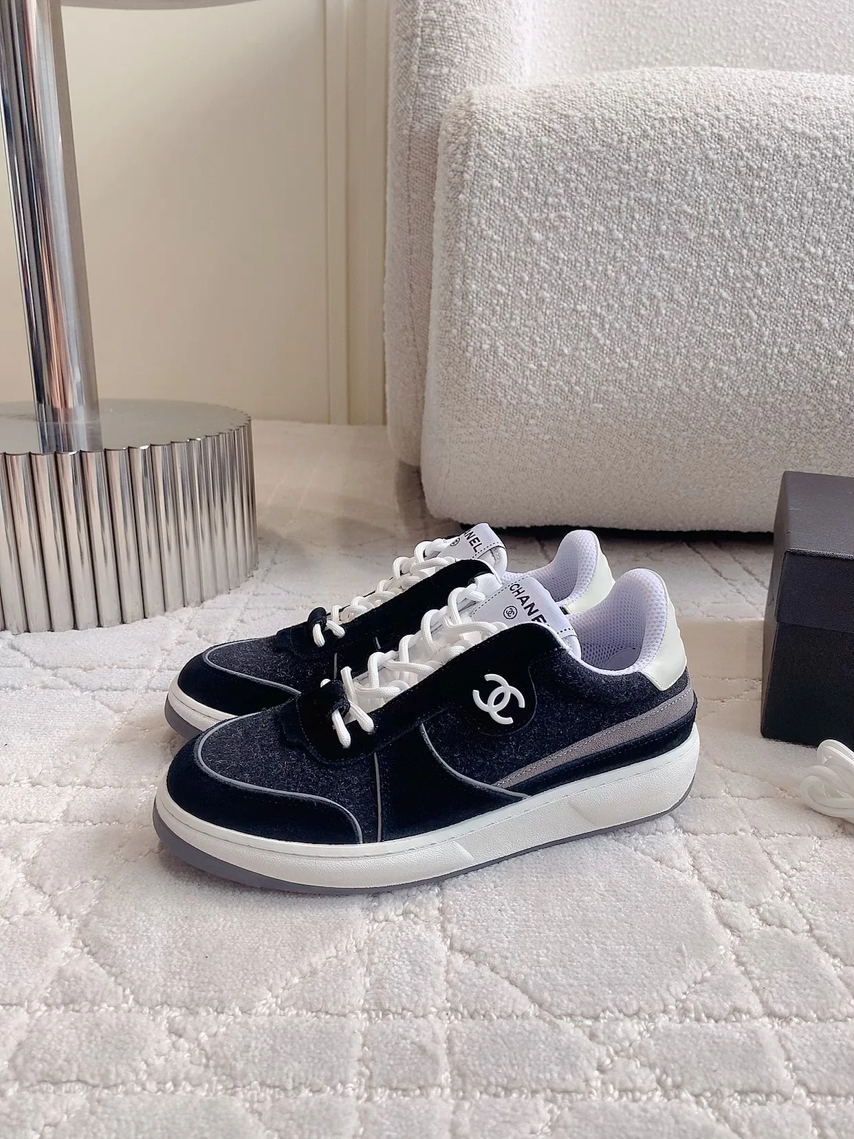 Chanel Cowhide Sneakers in Black · view 2