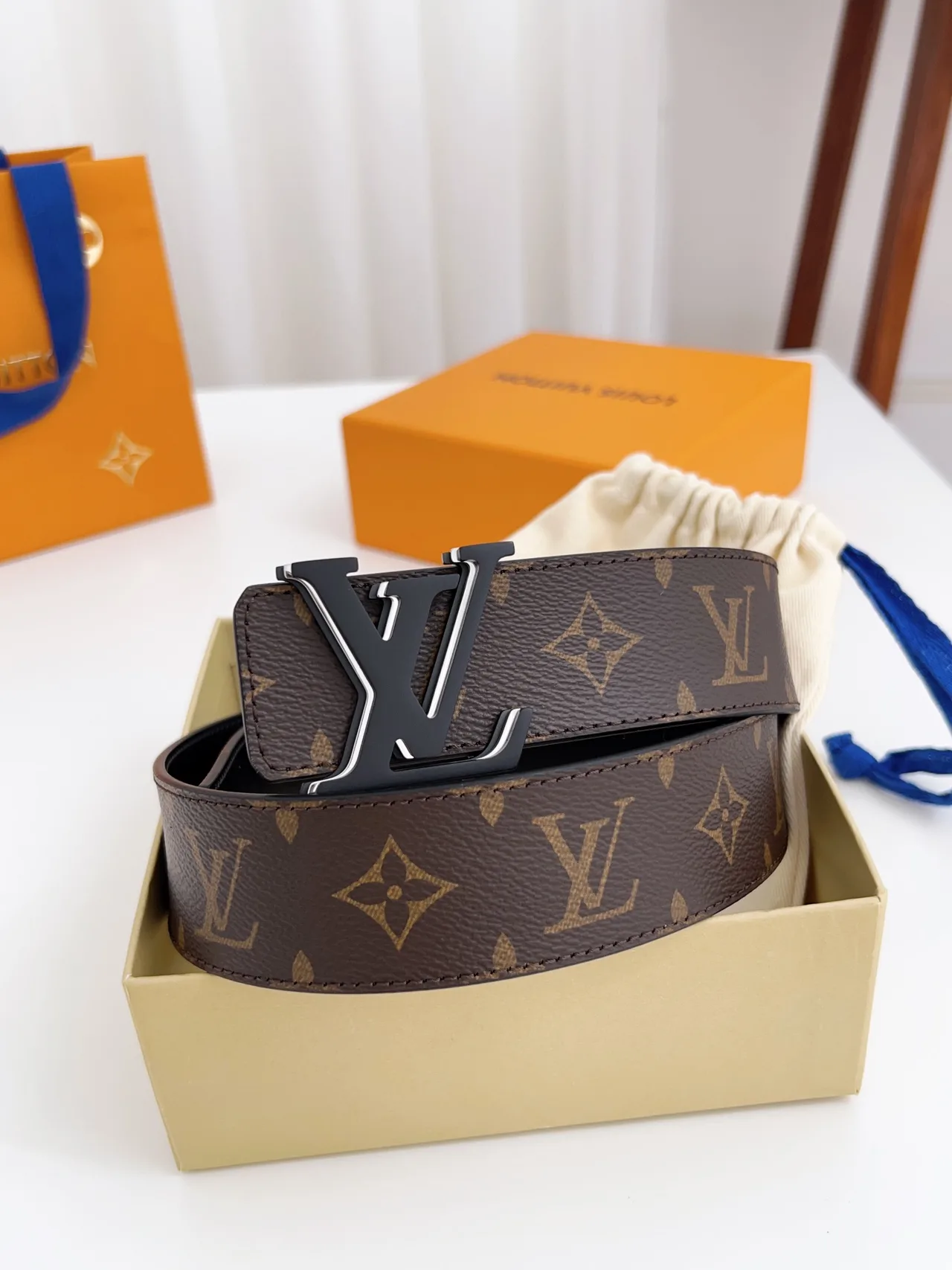 Louis Vuitton Calfskin Smooth Monogram LV Belt in Brown · view 2