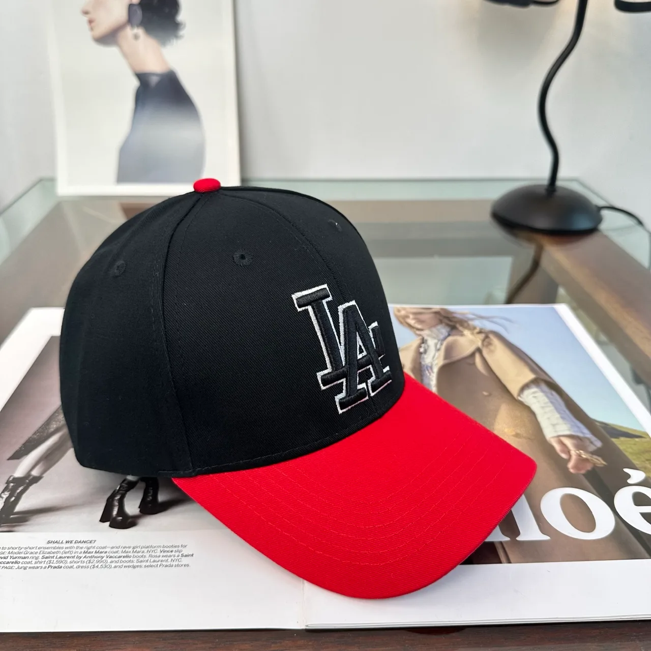 LA Letter Colorblock Baseball Cap in Grey & Brown & Black & Blue · view 3