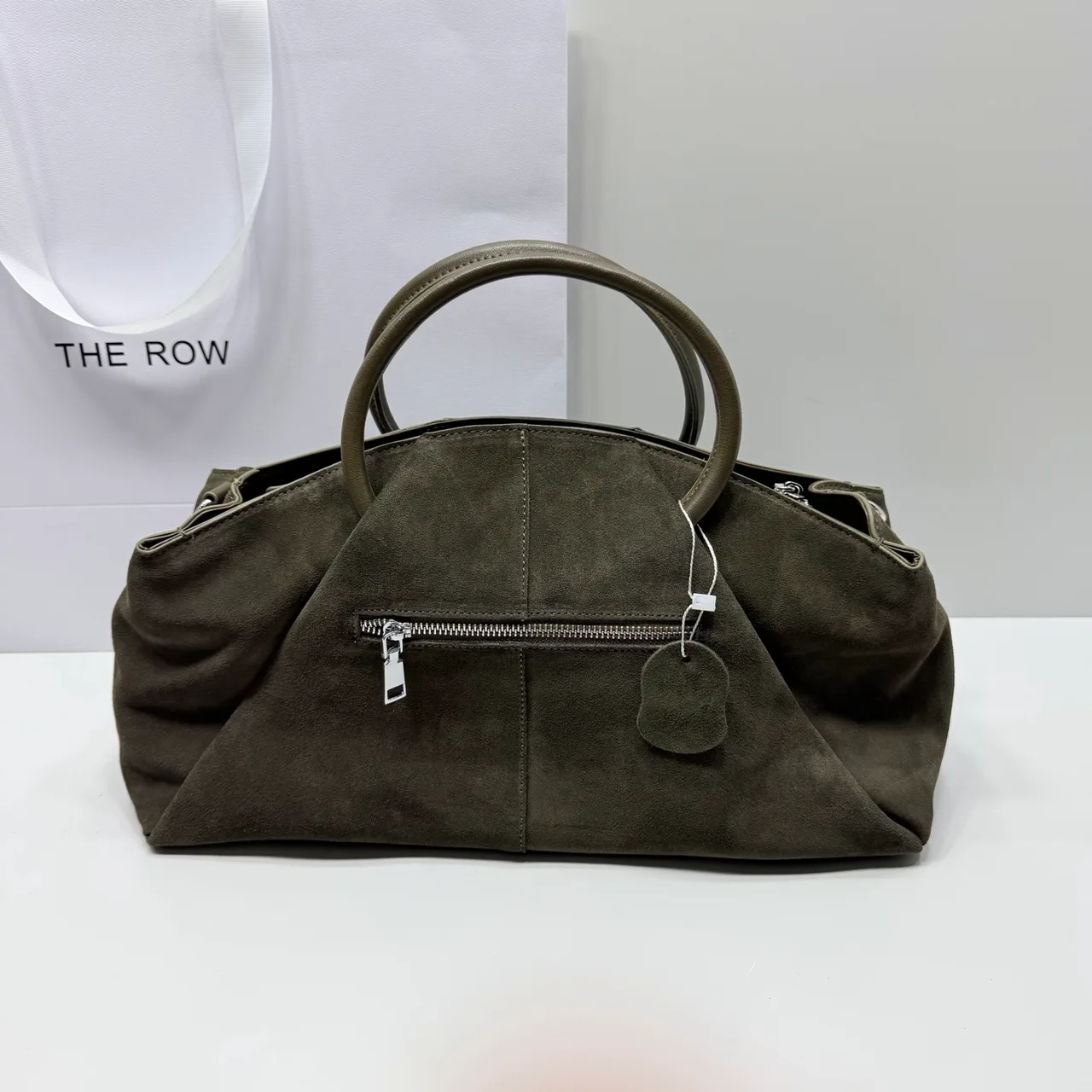 The Row Suede-Look Top-Handle Bag in Green · view 5