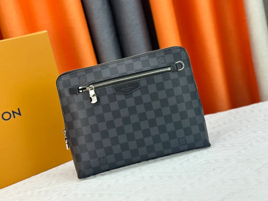 Louis Vuitton Canvas Check Clutch in Grey · view 1