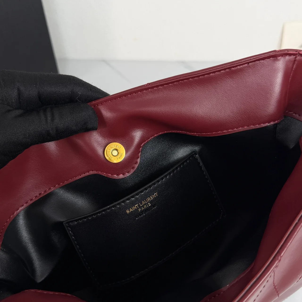 Saint Laurent Quilted Crossbody Bag in Burgundy · view 6
