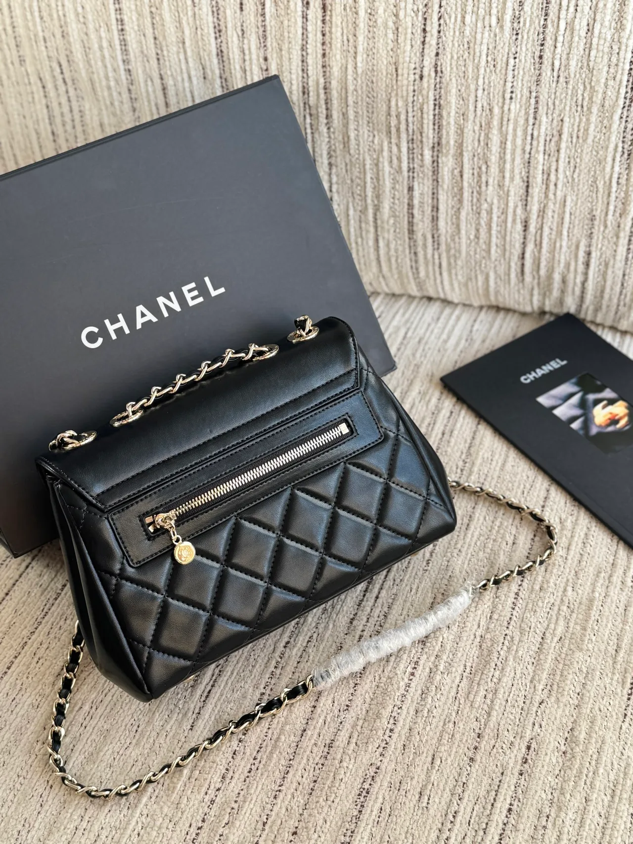 Chanel Quilted Hobo Clutch in Black · view 2