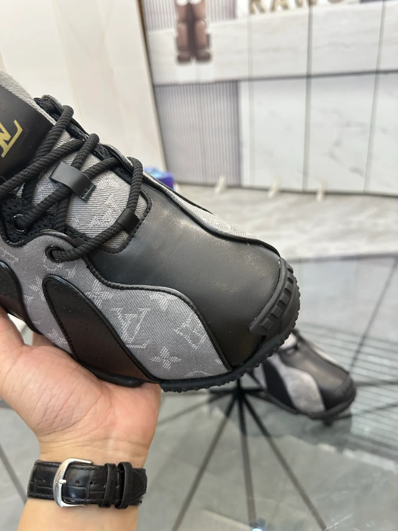 Louis Vuitton Cowhide Smooth Sneakers in Black · view 7
