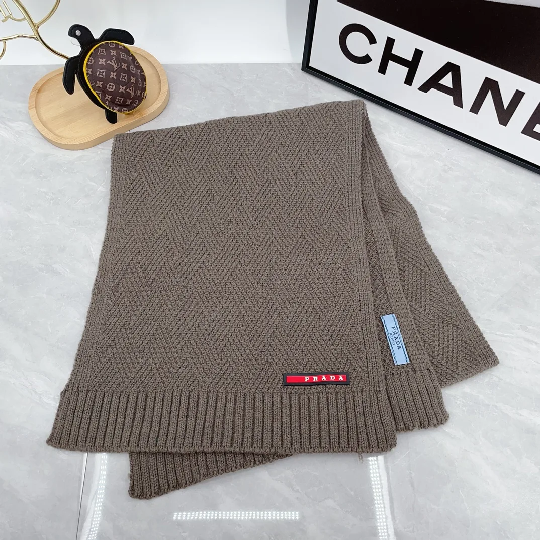 Prada Ribbed Hat and Scarf Set in Brown · view 7