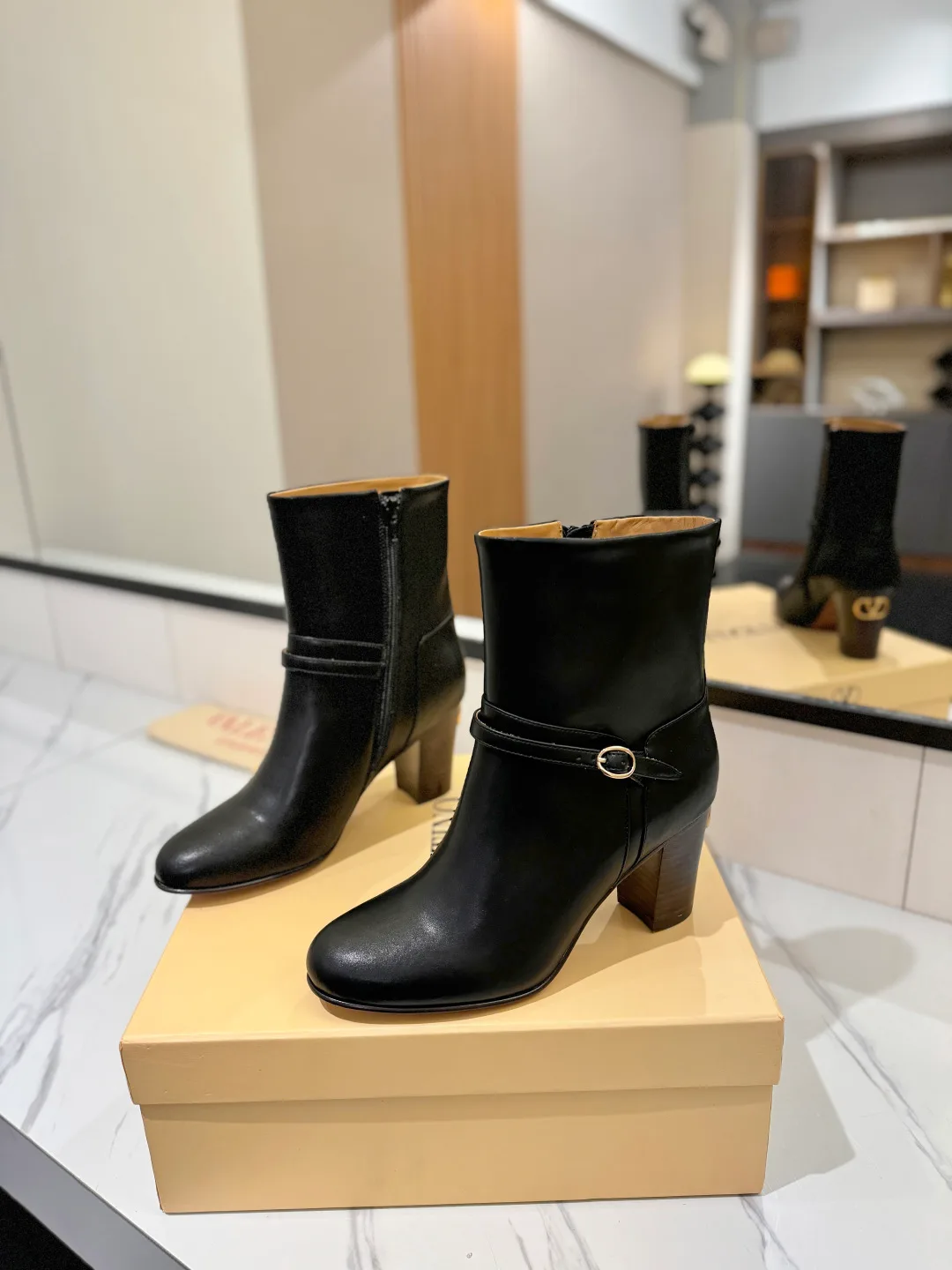 Valentino Calfskin Boots in Black · view 2