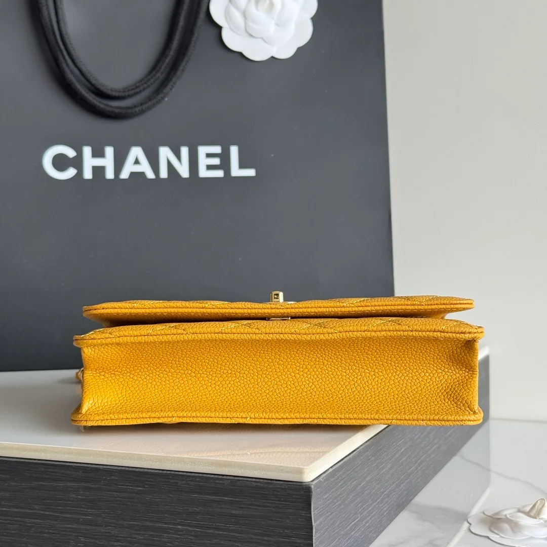 Chanel Calfskin Quilted Clutch in Yellow · view 5