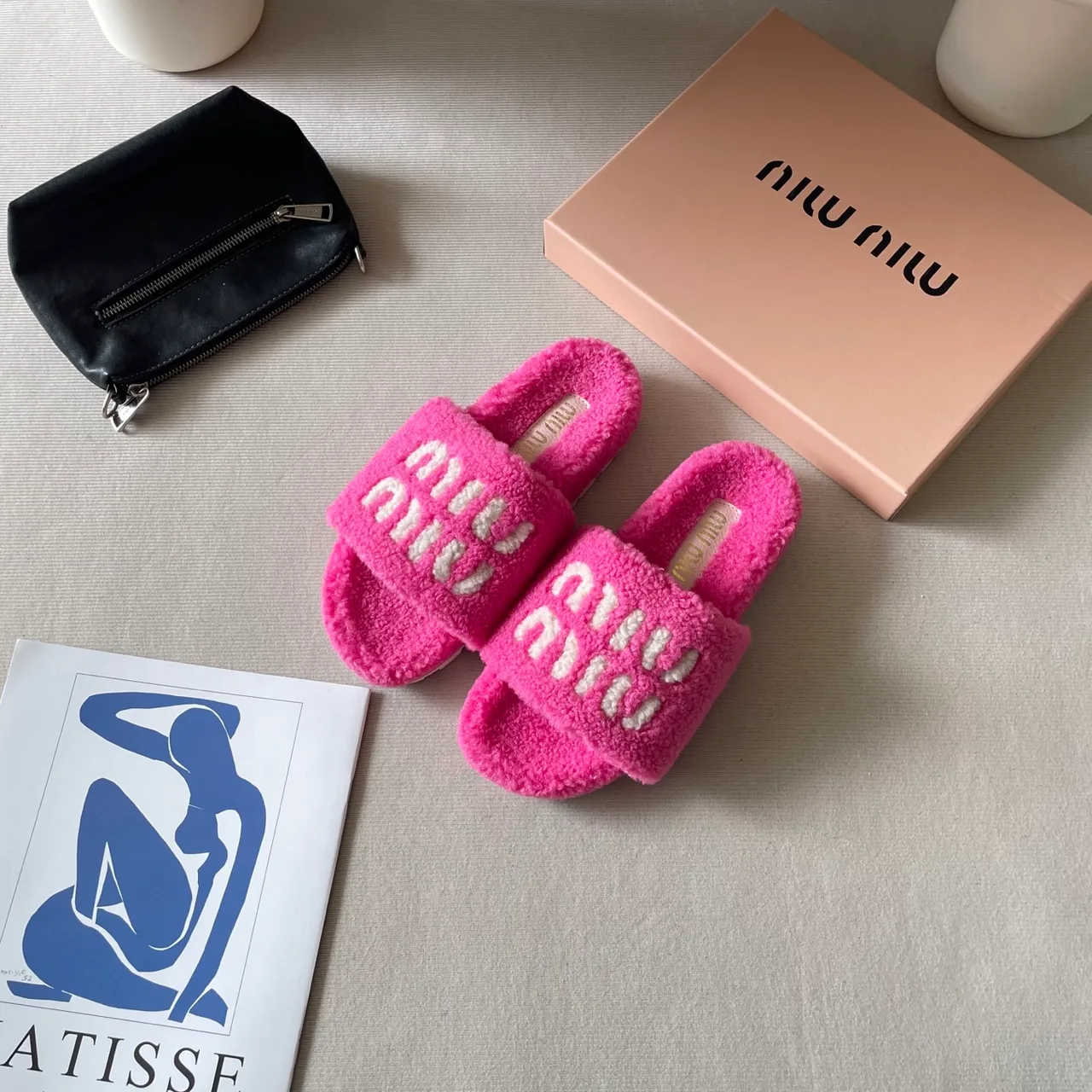 Miu Miu Wool Slippers in Pink · view 6