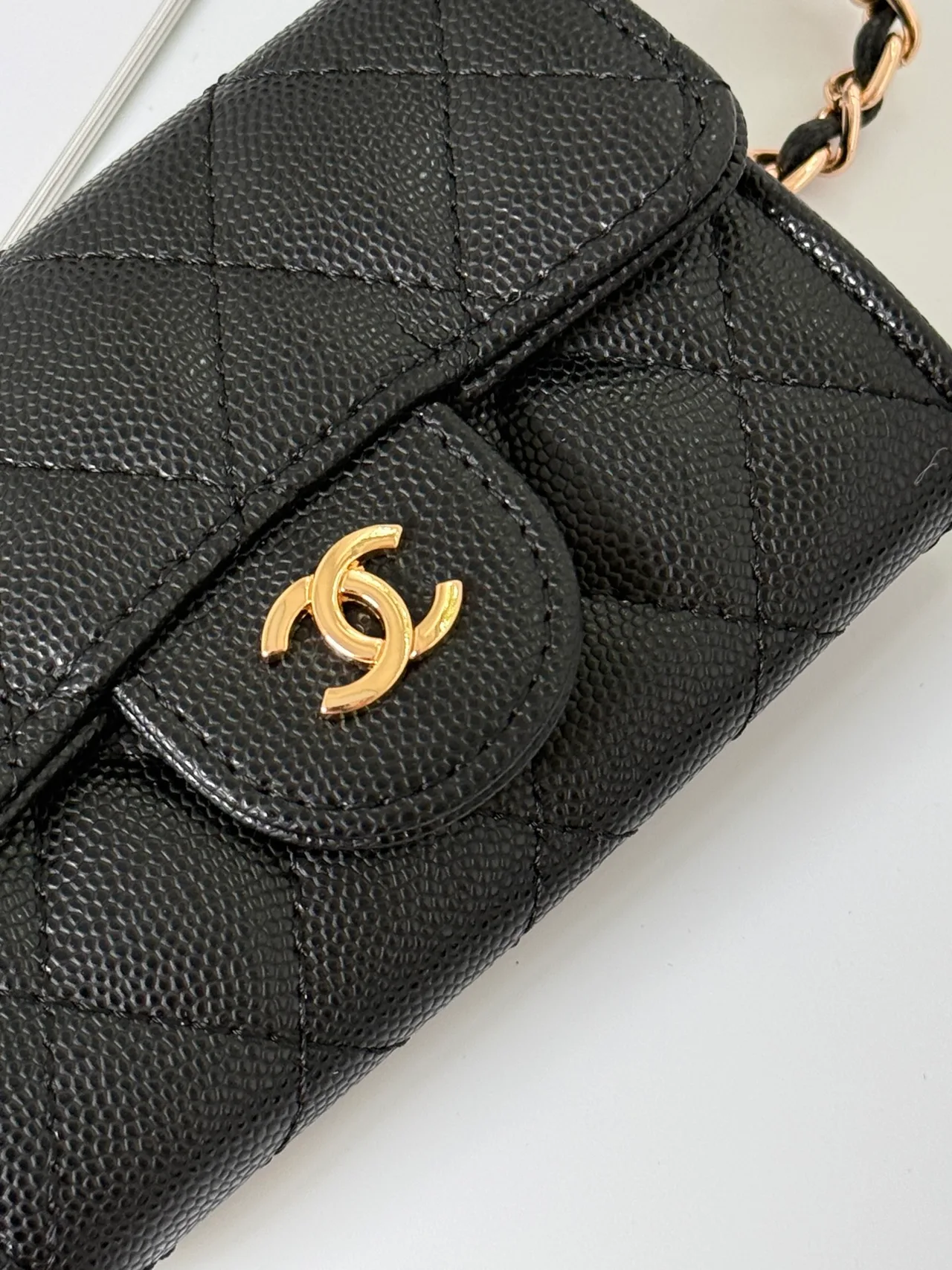 Chanel Quilted Mini Chain Wallet in Black · view 4