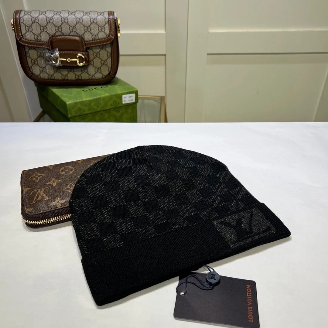 Louis Vuitton Check Beanie in Grey & Black · view 6
