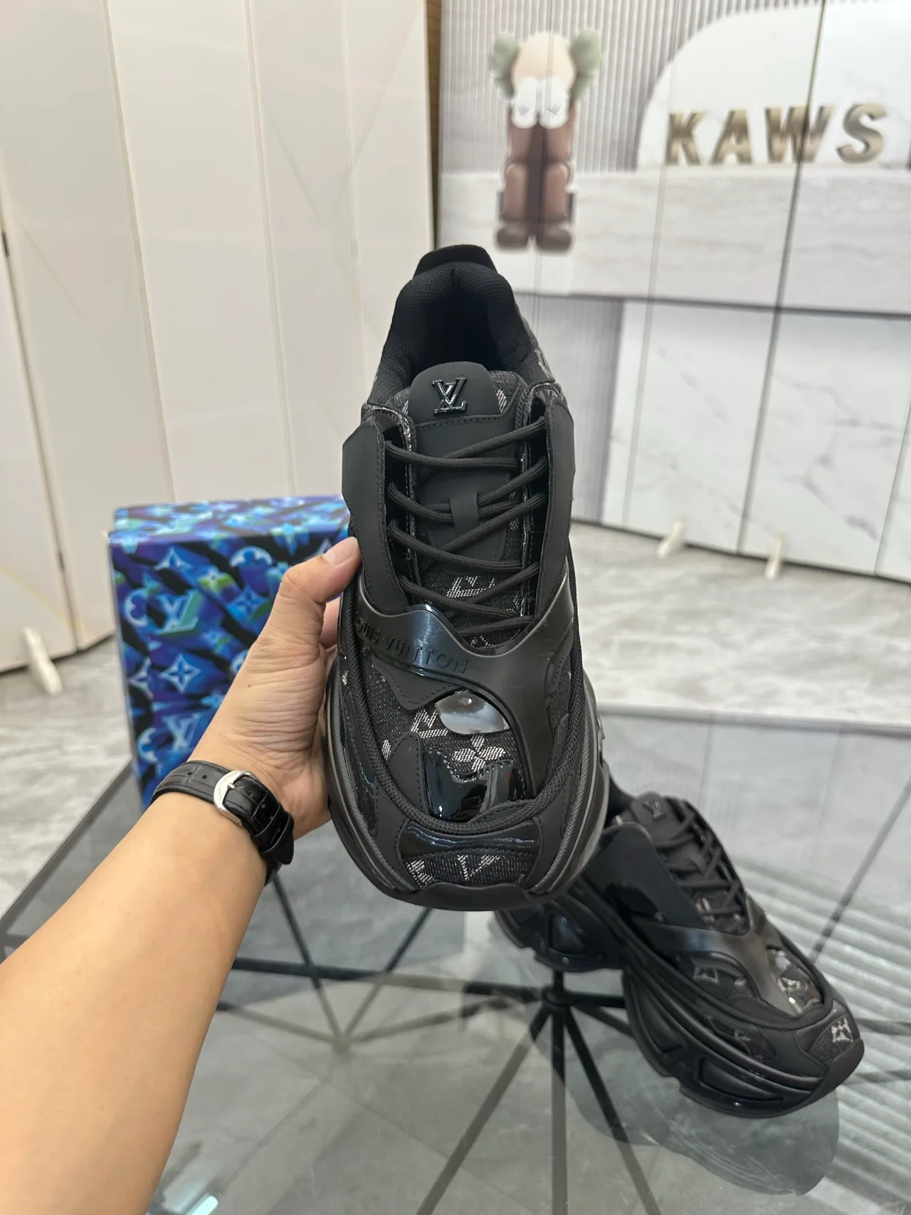 Louis Vuitton Cowhide Sneakers in Black · view 5