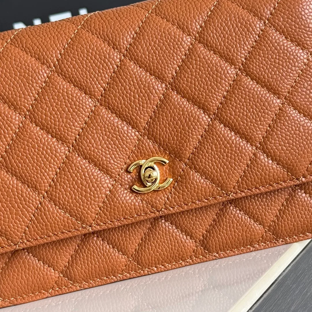 Chanel Calfskin Quilted Clutch in Tan · view 6