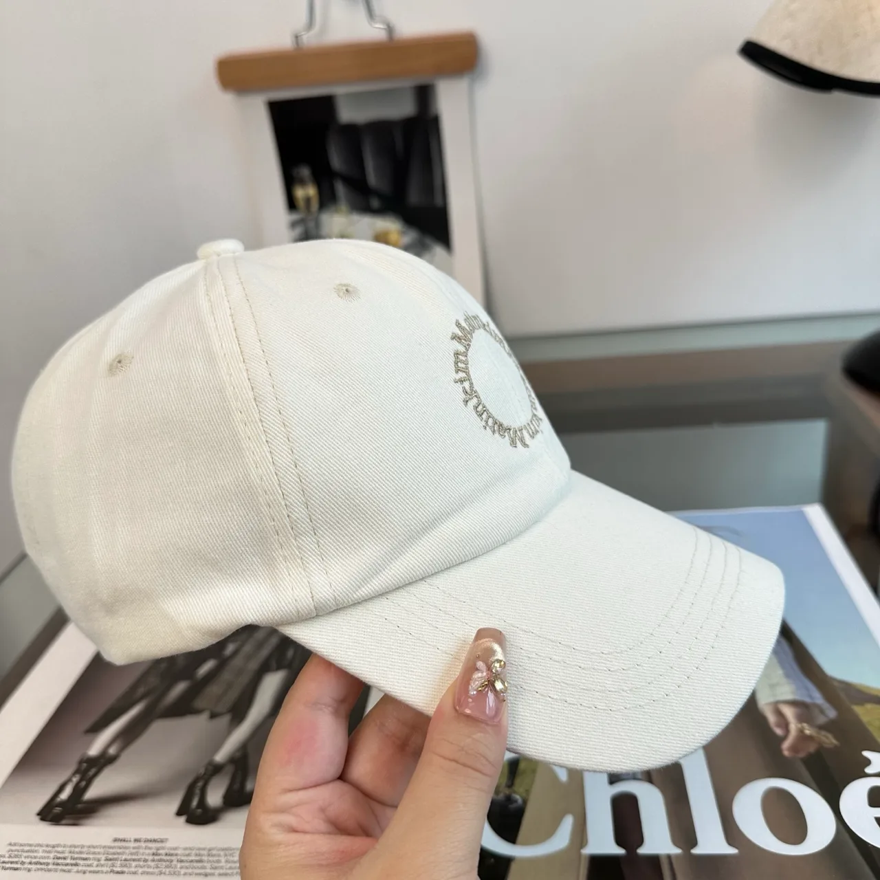 Matin Kim Cotton Embroidered Baseball Cap in White · view 6