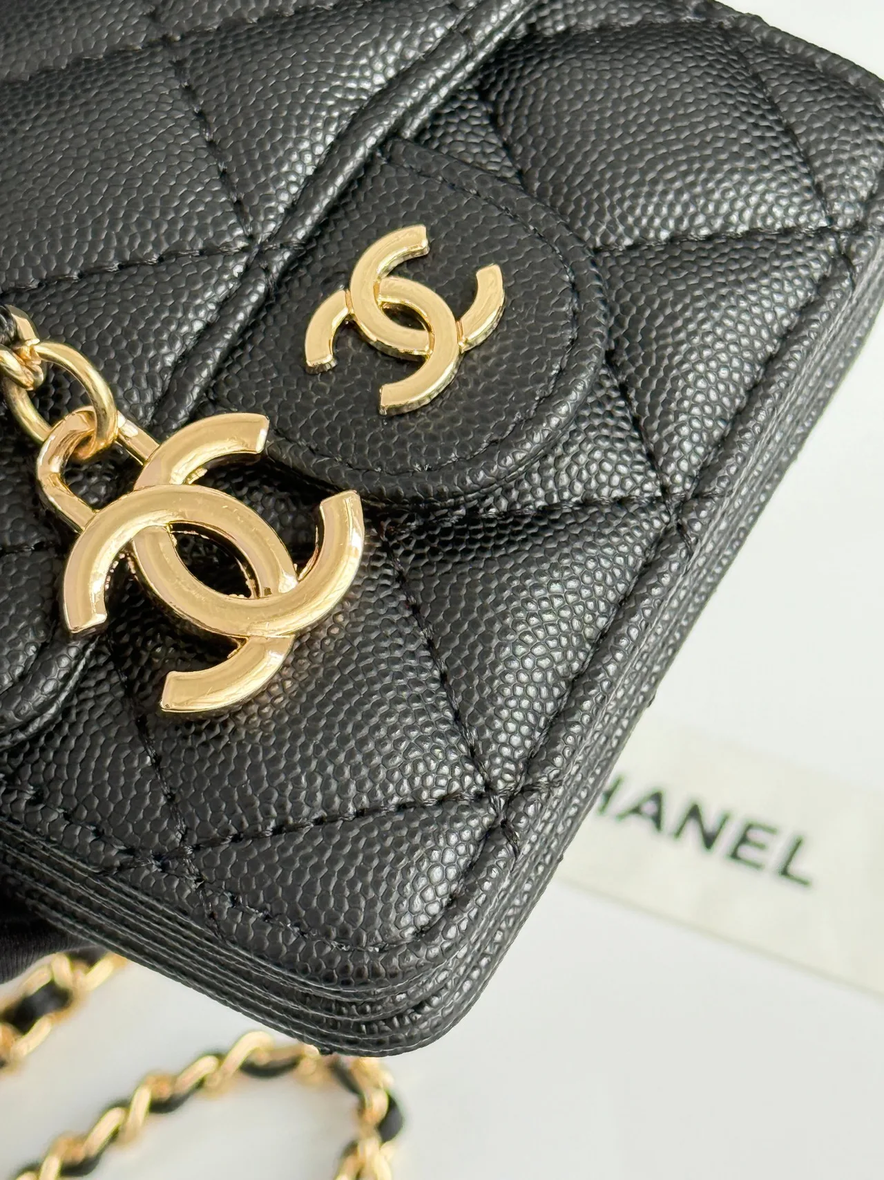 Chanel Quilted Accordion Chain Wallet in Black · view 5