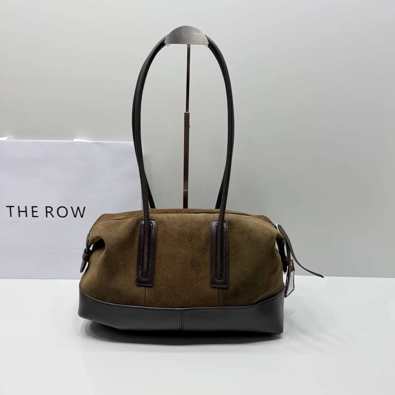 The Row Cowhide Suede Suede-Look Tote in Green · view 4