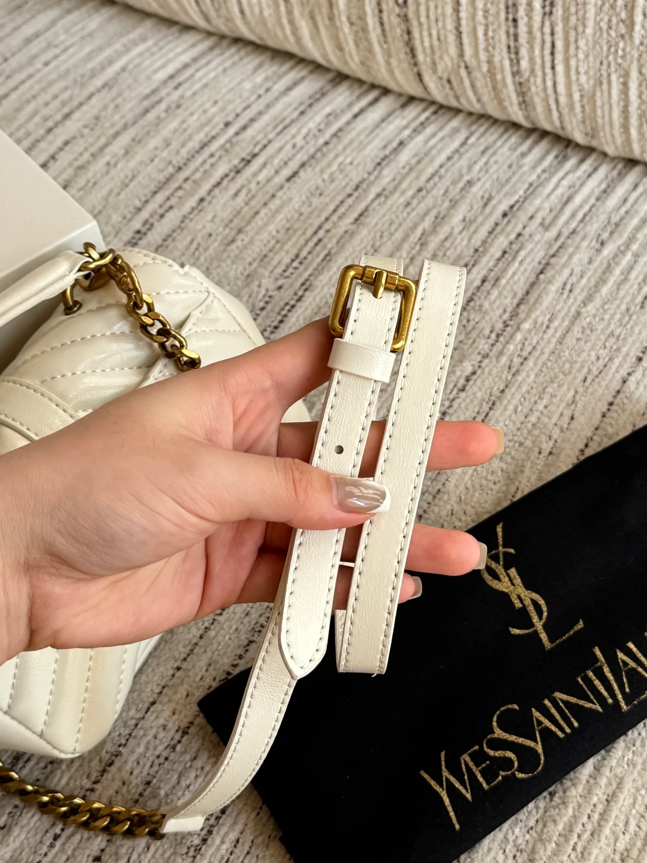 Saint Laurent Mini Quilted Bag in Black & Cream · view 6