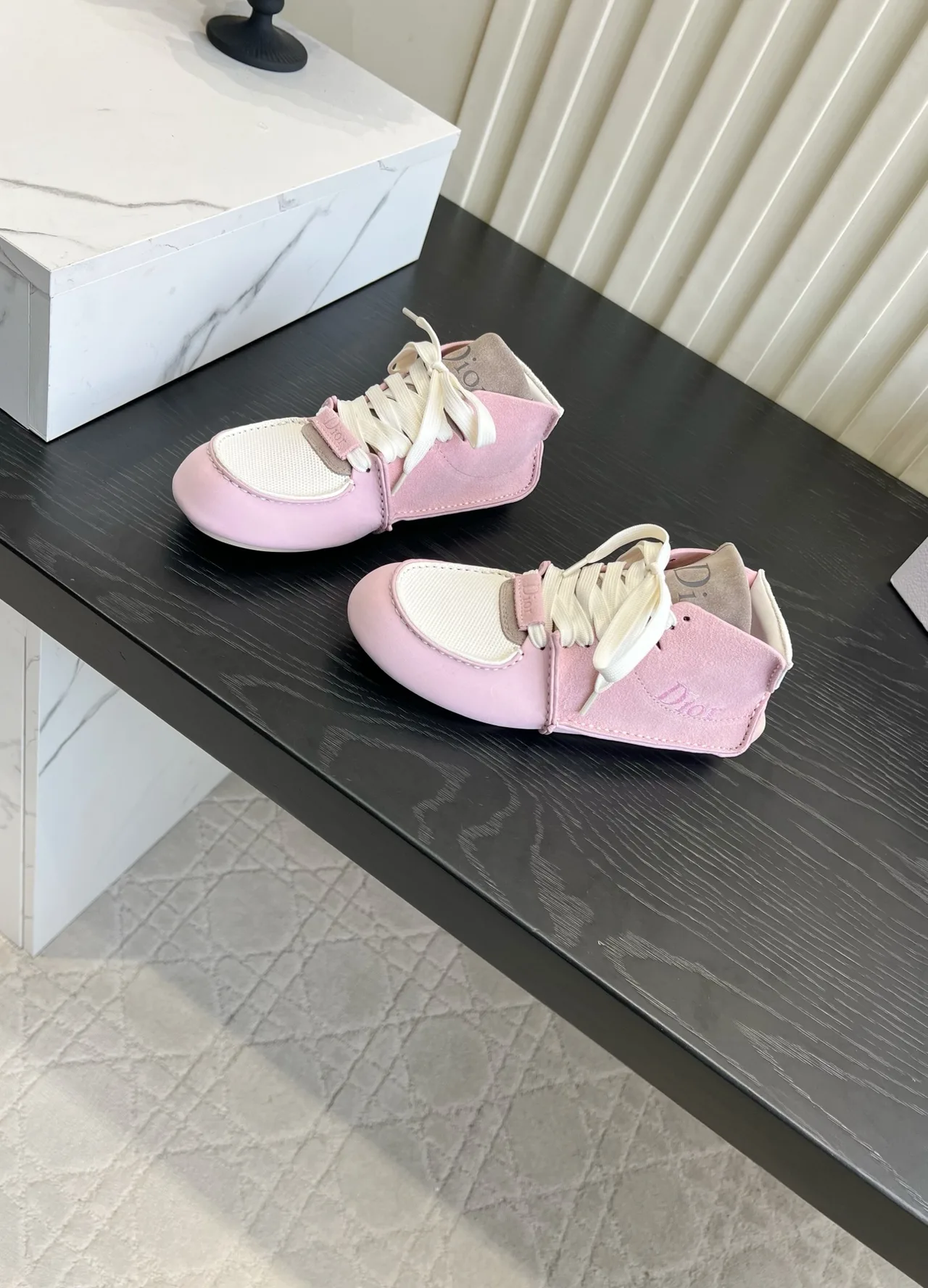 Dior Cowhide Round-Toe Sneakers in Pink · view 2